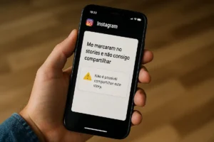 Me marcaram no stories e não consigo compartilhar