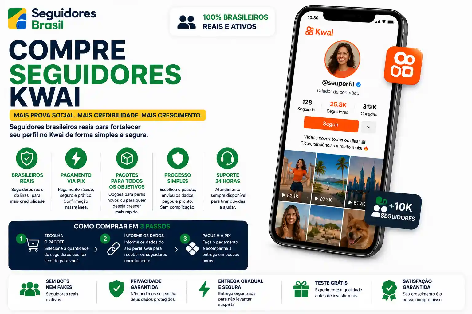 Comprar Seguidores Kwai Brasileiros