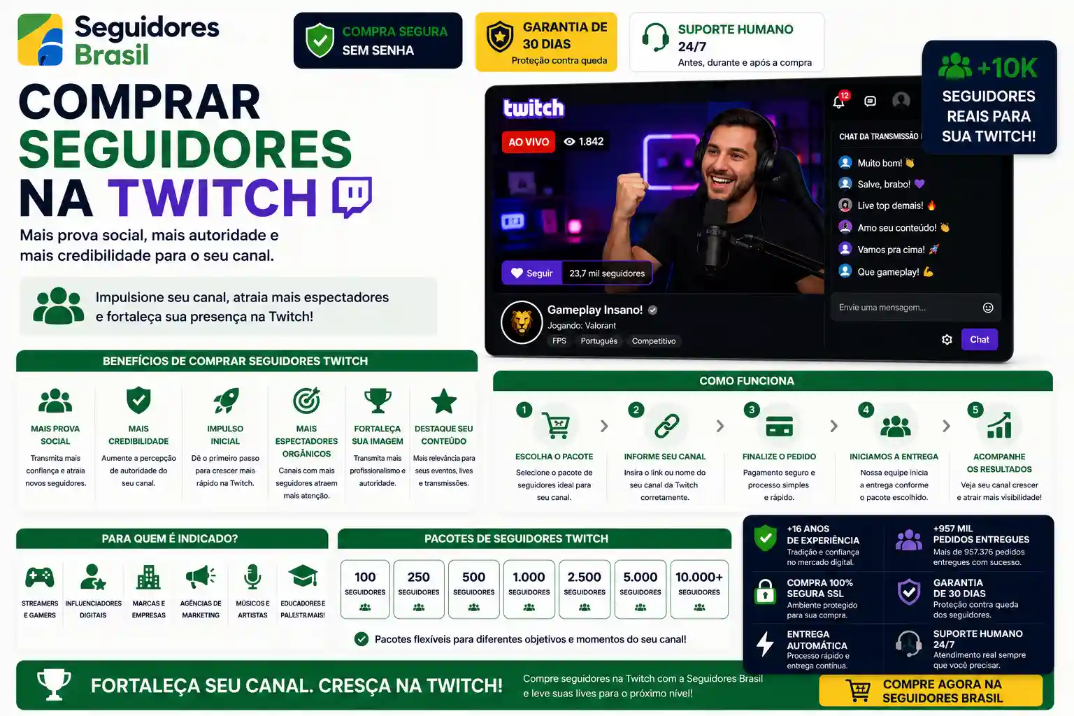 Comprar Seguidores na Twitch com Crescimento Rápido e Seguro